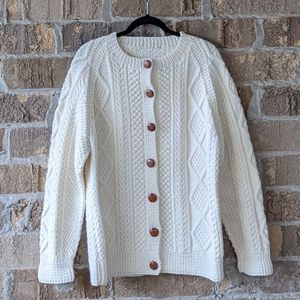 Hand Crafted Cream Cable Knit Cardigan